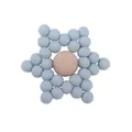 Hexagonal baby teether with light grey silicone beads and natural wooden center - Grey Blue