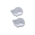 Pair of gray cartoon whale shoe charms made of soft silicone for toddler footwear - Light Gray