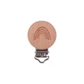 Chupetero de madera de haya grabado arcoíris con clip de metal para cadenas de bricolaje - Estilo Arcoíris