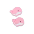 Pink and white cartoon whale silicone teething beads for baby pacifier clip DIY crafts - Pink