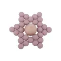 DIY baby teether made of morandi pink silicone beads and a central natural wooden bead - Dusty Rose