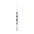Silicone pacifier clip with grey beads and black and white skull pattern beads - Gray Skeleton Style
