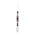 Baby pacifier clip with snakeskin print and neutral silicone beads on a white cord - Coffee Snake Pattern Style