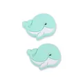 Set of two mint green cartoon whale silicone teething beads for baby pacifier clips - Mint Green