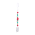 DIY baby pacifier clip with festive Santa Claus print beads and red silicone accents - Christmas Tree Style