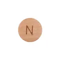 15mm round beech wood bead with engraved letter N for DIY pacifier clips and crafts - Letter N