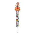 Christmas reindeer pacifier clip with snowman print ribbon and wooden buckle - White Snowman Style