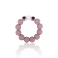 Silicone baby teether ring with dusty rose beads and cartoon eye accent in matte finish - Dusty Rose