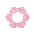 Pastel pink silicone baby teething ring with round beads and flower-like shape - Pink