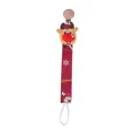 Weihnachts-Schnullerkette mit Rentier-Plüschfigur und rotem Schneeflocken-Band - Dunkelrot