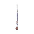 Baby pacifier clip with purple and marble silicone beads and natural beech wood beads - Lilac Purple