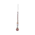Baby pacifier clip with beech wood, silicone beads and marble pattern detail - Khaki