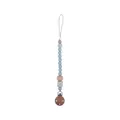 Blue silicone and beech wood baby pacifier clip with star bead for infants - Grey Blue