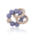 Baby beech wood teether ring with lavender purple silicone beads and natural wooden texture - Lilac Purple