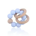 Baby beech wood and light blue silicone teething ring toy with natural wooden circles - Light Blue