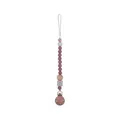 Baby pacifier clip made of purple silicone beads and natural beech wood elements - Dark Mauve
