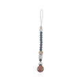 Baby pacifier clip with grey and white silicone beads and natural beech wood clip - Dark Gray