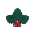 Holly leaf and red berry silicone charm for baby DIY pacifier chains and shoes - Green Christmas Holly Leaf