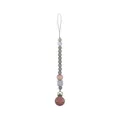 Silicone and beech wood baby pacifier clip with sage green and grey beads on white background - Sage Green