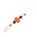 Orange pumpkin silicone teether clip and pacifier chain with white bead accents - Orange Pumpkin Pacifier Chain