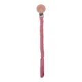 Dusty pink braided cotton pacifier clip with rainbow engraved beech wood clasp - Dusty Pink