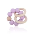 Lavender silicone beads and natural beech wood teething ring rattle for infants - Light Purple