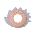 Light gray silicone hedgehog baby teether with a natural beech wood grasping ring - Gray Hedgehog