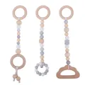Set de 3 juguetes para gimnasio de bebé con cuentas de silicona gris blanco y madera haya - Gris