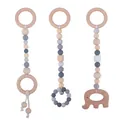 Set de 3 juguetes colgantes para gimnasio de bebé con cuentas de silicona gris y elefante - Gris oscuro