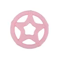 Light pink star-shaped silicone baby teether with textured ring for easy grip - Pink