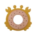Cartoon crab baby teether with ginger yellow silicone and natural wooden ring - Ginger Yellow Crab