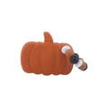 Orange pumpkin silicone teether with colorful beads for babies, Halloween theme - Dark Orange Pumpkin Teether