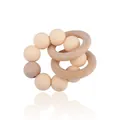 Baby beech wood teether with apricot silicone beads and dual wooden rings toy - Light Skin