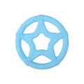 Star-shaped silicone baby teether ring in bright blue color for infant gum relief - Sky Blue