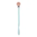 Handmade beech wood pacifier clip with rainbow engraving and mint green braided cotton strap - Mint Green