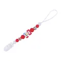 Baby silicone pacifier clip with snowman cartoon bead and red white teething beads - Christmas Sock