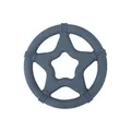 Dusty blue star-shaped silicone baby teether with textured ring for soothing gums - Dark Gray