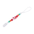 Silicone baby pacifier clip with colorful beads and a festive Christmas snowman pendant - Red Santa Claus