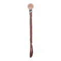 Handmade brown braided cotton baby pacifier clip with rainbow engraved beech wood clip - Coffee