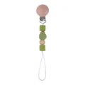 Attache-tétine en bois de hêtre, perles de silicone vert et crochet - Vert Avocat