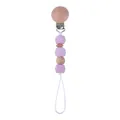 Attache-tétine avec perles en silicone violet, bois de hêtre et perle en tricot coton - Mauve Clair