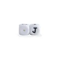 Perla quadrata in silicone bianco da 12mm con lettera J nera per catenelle fai da te - Lettera J