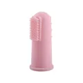 Soft pink silicone finger toothbrush for baby oral care with fine bristles and massage dots - Pink
