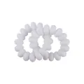 Creamy white spiral silicone baby teether bracelet with elastic rattle toy design - White