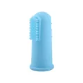 Light blue silicone finger toothbrush for babies featuring soft bristles and massage bumps - Blue