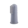 Grey food-grade silicone baby finger toothbrush with soft bristles and massage bumps - Gray