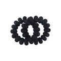 Set of three matte black telephone cord hair ties with a durable spiral spring design - Black