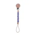 Beech wood and Morandi purple silicone pacifier clip chain for baby teething relief - Lilac Purple