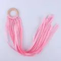 Pink ribbon sensory ring toy made of natural beech wood for infants and baby teething - Pink