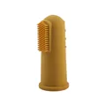 Brosse à dents de doigt en silicone jaune moutarde pour bébés avec poils de nettoyage - Curcuma